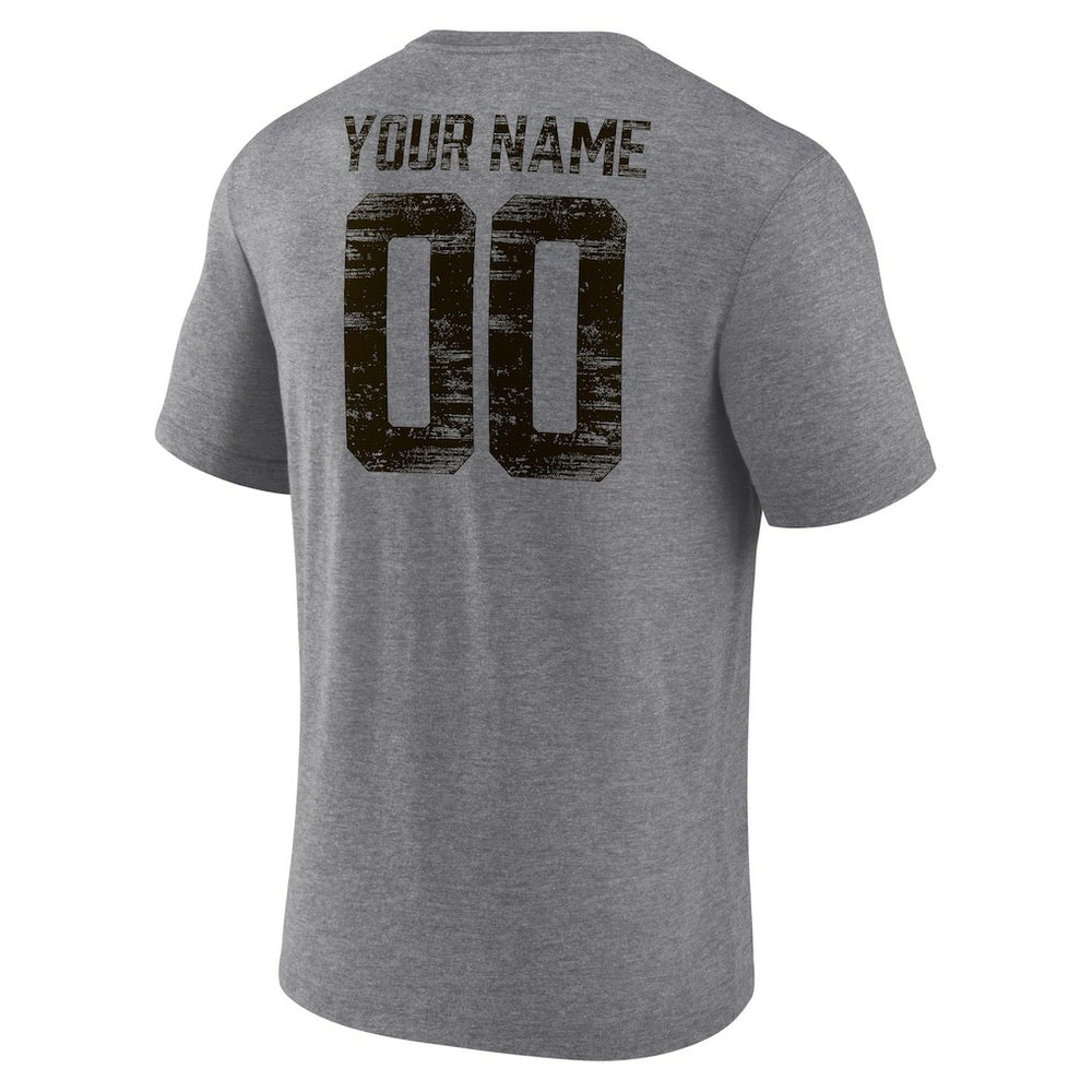 Cleveland Browns Heritage Custom Name & Number Tri-Blend T-Shirt Gray