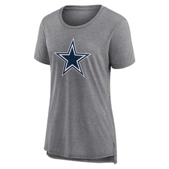 Dallas Cowboys Women's Heritage Custom Name & Number Tri-Blend T-Shirt Gray