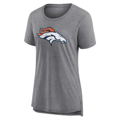 Denver Broncos Women's Heritage Custom Name & Number Tri-Blend T-Shirt Gray