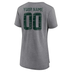 Green Bay Packers Women's Heritage Custom Name & Number Tri-Blend T-Shirt Gray