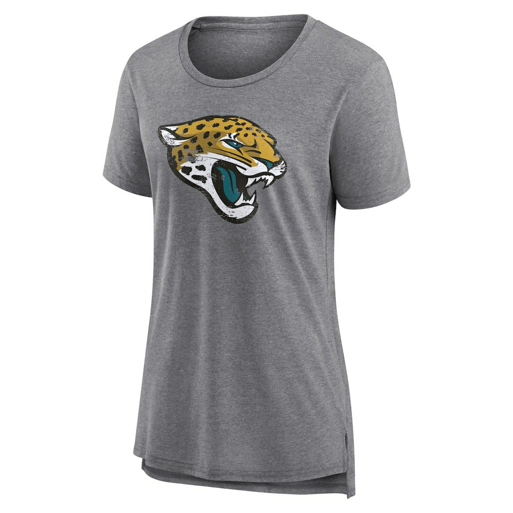 Jacksonville Jaguars Women's Heritage Custom Name & Number Tri-Blend T-Shirt Gray