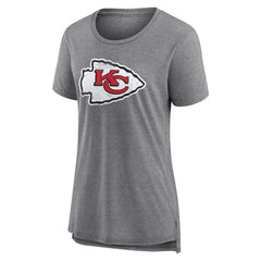 Kansas City Chiefs Women's Heritage Custom Name & Number Tri-Blend T-Shirt Gray