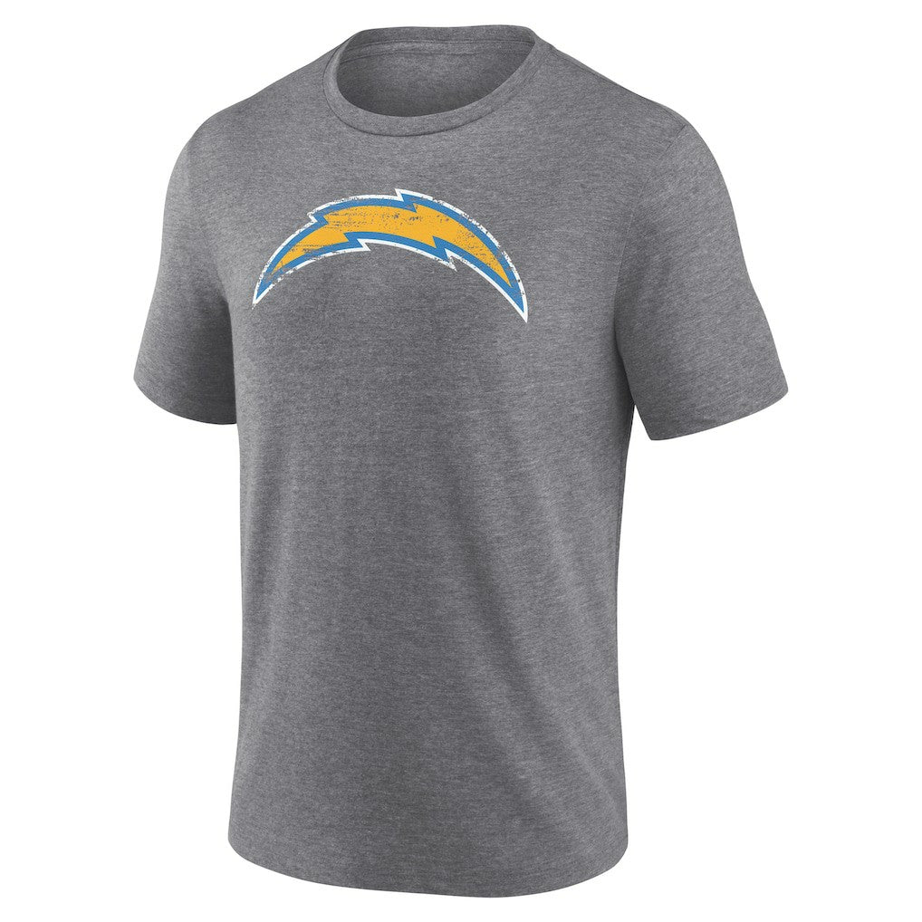 Los Angeles Chargers Heritage Custom Name & Number Tri-Blend T-Shirt Gray