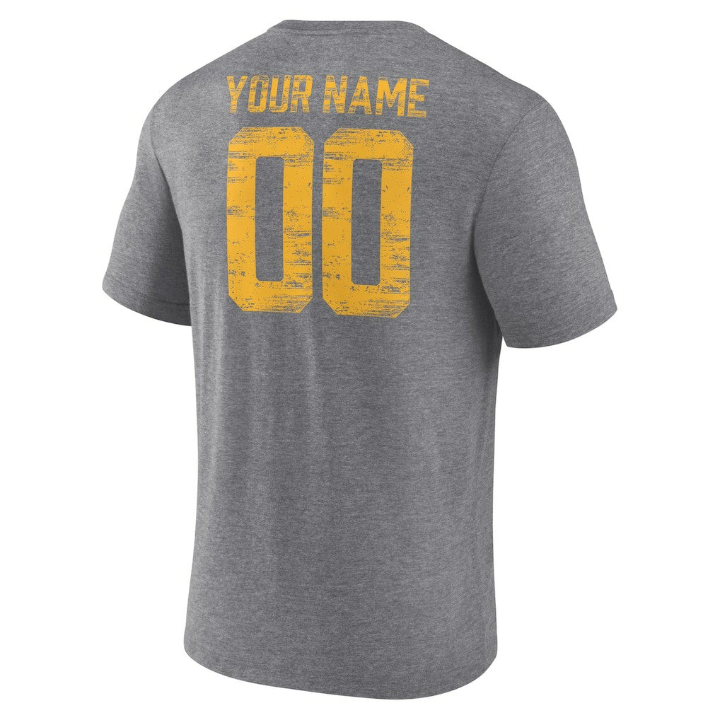 Los Angeles Chargers Heritage Custom Name & Number Tri-Blend T-Shirt Gray