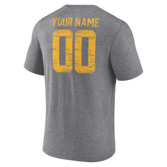 Los Angeles Chargers Heritage Custom Name & Number Tri-Blend T-Shirt Gray