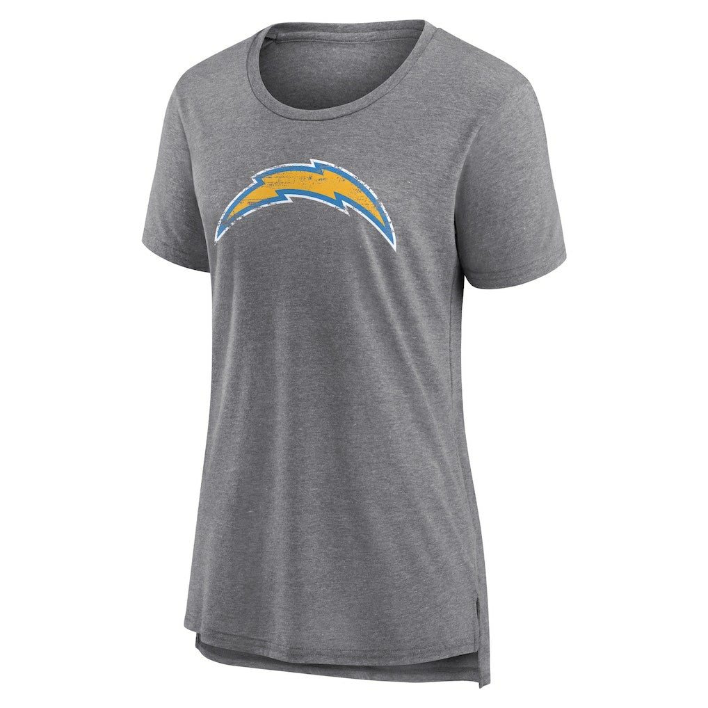 Los Angeles Chargers Women's Heritage Custom Name & Number Tri-Blend T-Shirt Gray