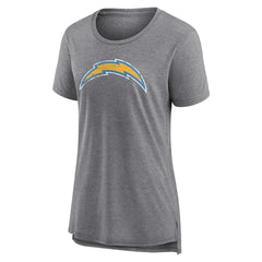Los Angeles Chargers Women's Heritage Custom Name & Number Tri-Blend T-Shirt Gray