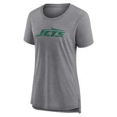 New York Jets Women's Heritage Custom Name & Number Tri-Blend T-Shirt Gray
