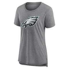 Philadelphia Eagles Women's Heritage Custom Name & Number Tri-Blend T-Shirt Gray