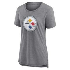 Pittsburgh Steelers Women's Heritage Custom Name & Number Tri-Blend T-Shirt Gray