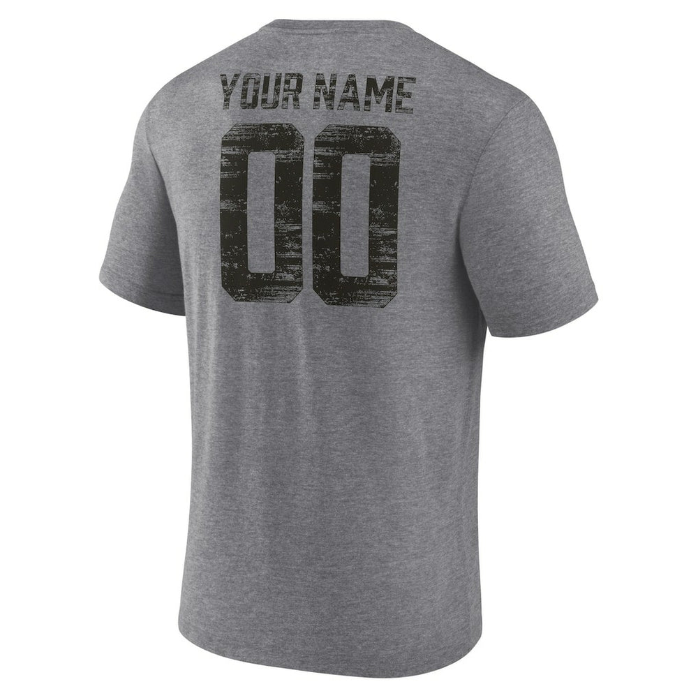 San Francisco 49ers Heritage Custom Name & Number Tri-Blend T-Shirt Gray
