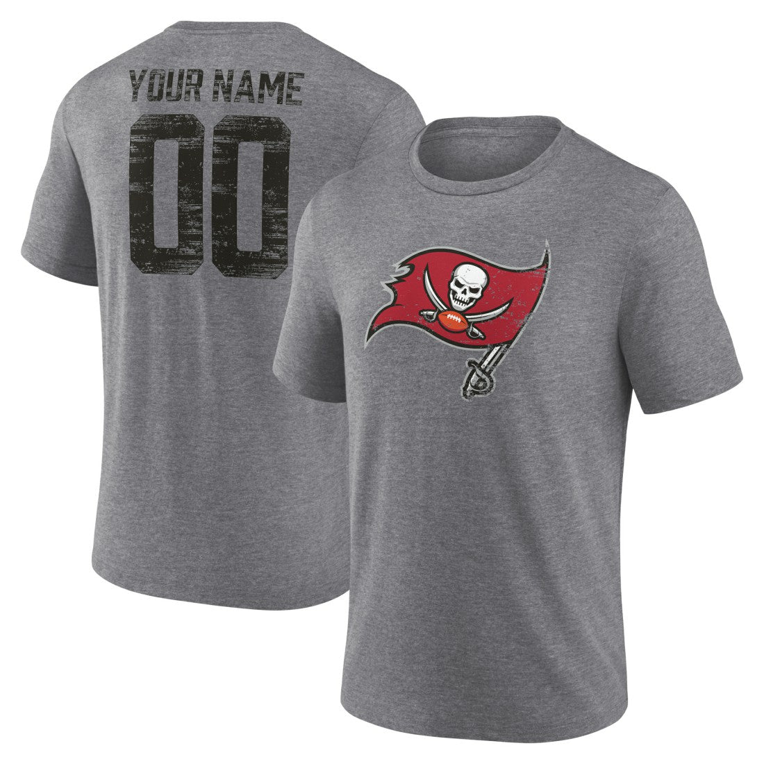 Tampa Bay Buccaneers Heritage Custom Name & Number Tri-Blend T-Shirt Gray