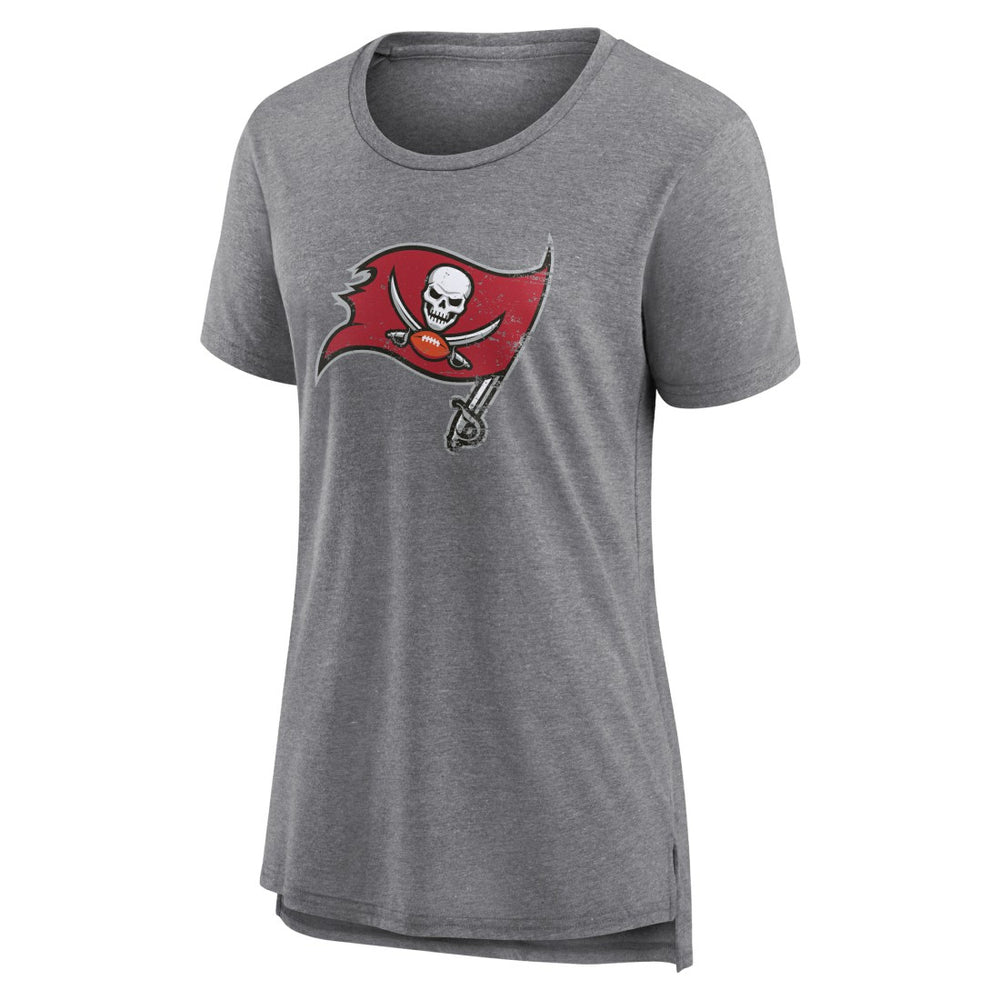 Tampa Bay Buccaneers Women's Heritage Custom Name & Number Tri-Blend T-Shirt Gray