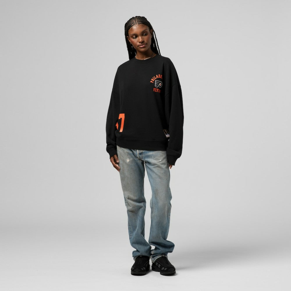 NHL Philadelphia Flyers Mitchell & Ness Women's Vintage Crewneck Sweatshirt - Black