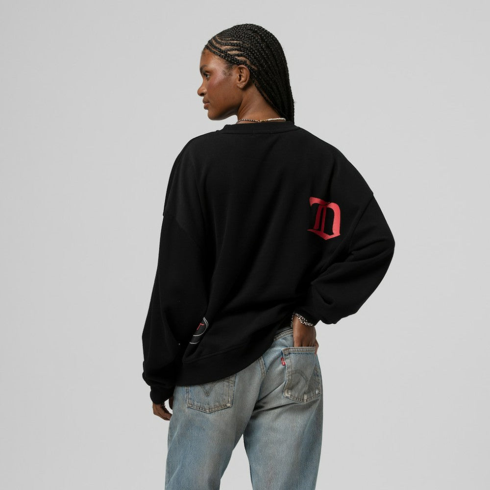 NHL Detroit Red Wings Mitchell & Ness Women's Vintage Crewneck Sweatshirt - Black