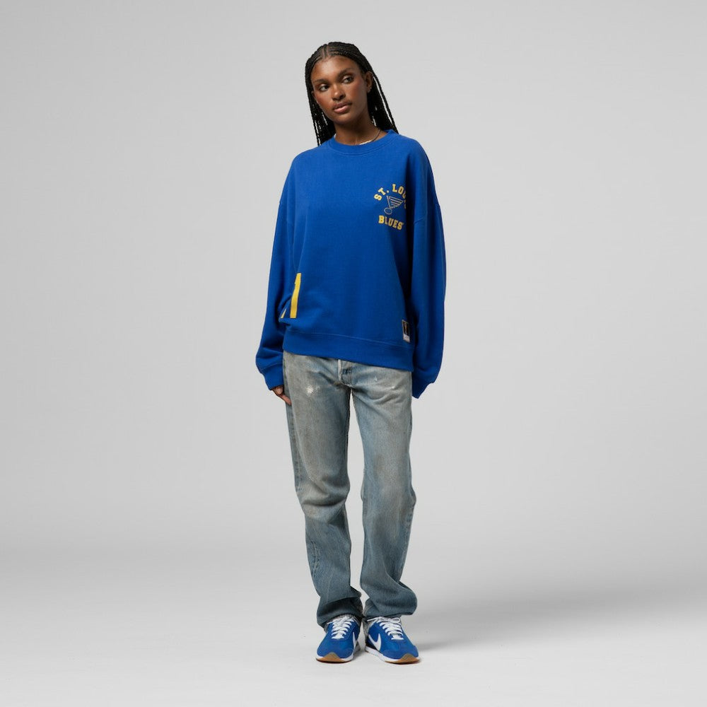 NHL St. Louis Blues Mitchell & Ness Women's Vintage Crewneck Sweatshirt - Blue