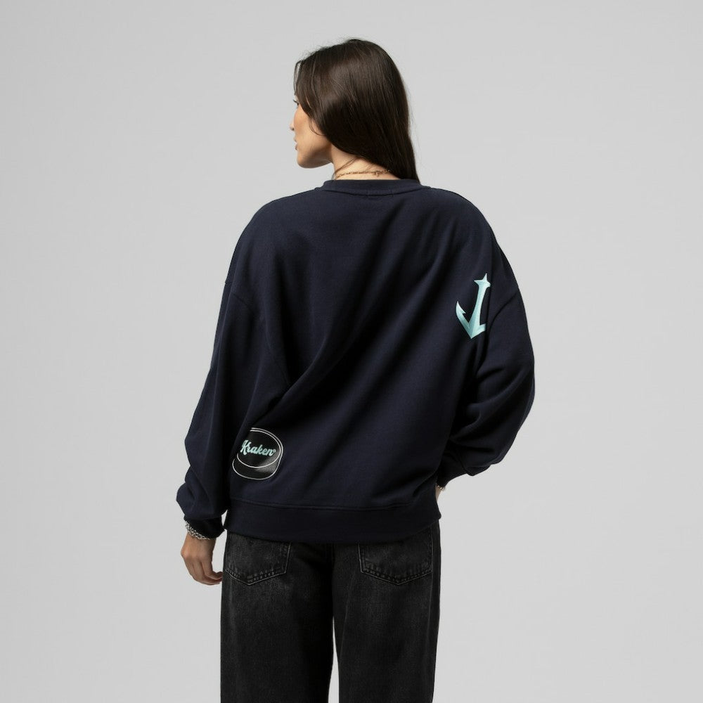 NHL Seattle Kraken Mitchell & Ness Women's Vintage Crewneck Sweatshirt - Deep Sea Blue