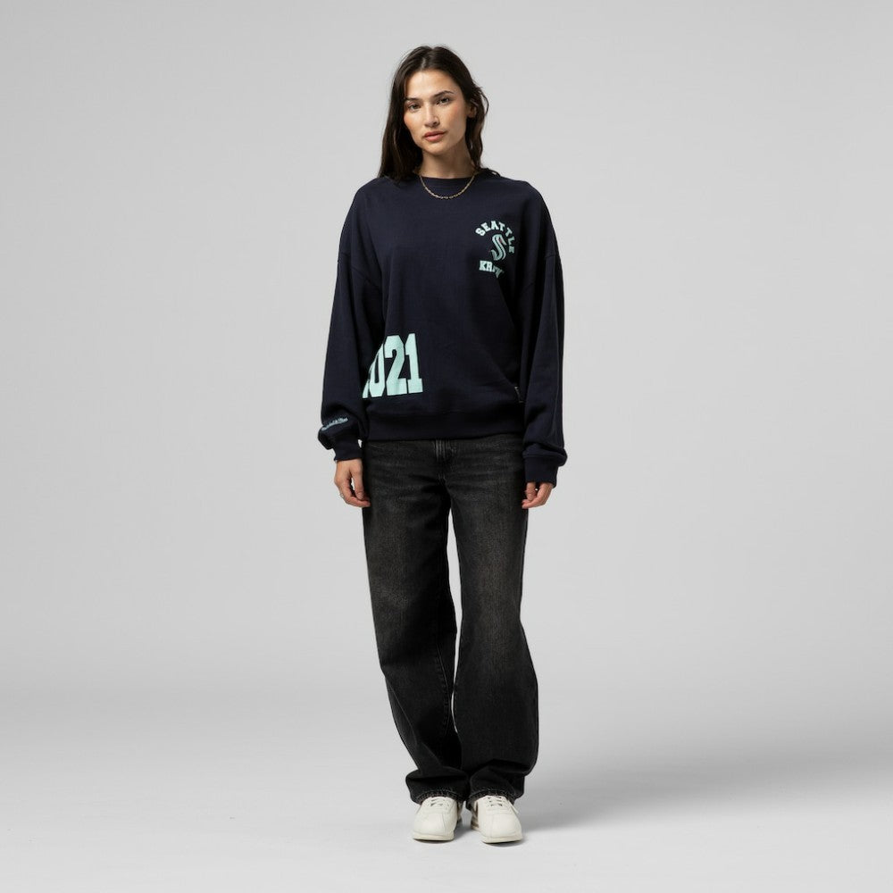 NHL Seattle Kraken Mitchell & Ness Women's Vintage Crewneck Sweatshirt - Deep Sea Blue