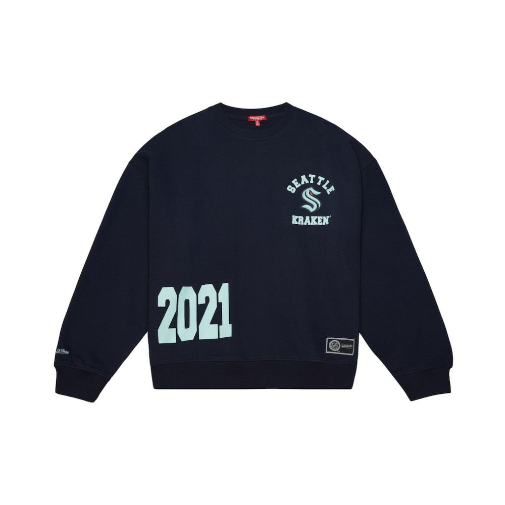 NHL Seattle Kraken Mitchell & Ness Women's Vintage Crewneck Sweatshirt - Deep Sea Blue