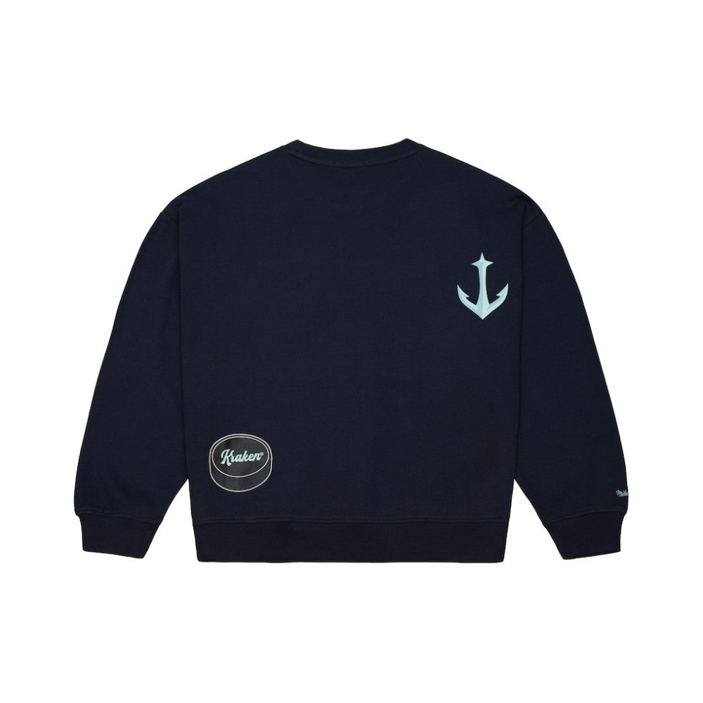 NHL Seattle Kraken Mitchell & Ness Women's Vintage Crewneck Sweatshirt - Deep Sea Blue
