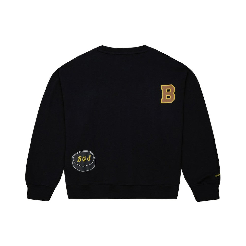 NHL Boston Bruins Mitchell & Ness Women's Vintage Crewneck Sweatshirt - Black