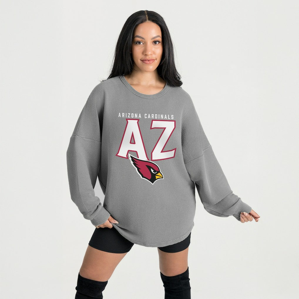 Arizona Cardinals Gameday Couture Women's Oversized Pure Motion Corded Sweatshirt Gray