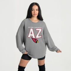 Arizona Cardinals Gameday Couture Women's Oversized Pure Motion Corded Sweatshirt Gray