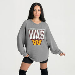 Washington Commanders Gameday Couture Women's Oversized Pure Motion Corded Sweatshirt Gray