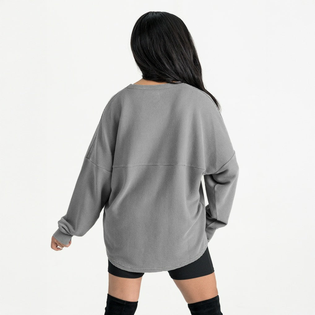 Miami Dolphins Gameday Couture Women's Oversized Pure Motion Corded Sweatshirt Gray