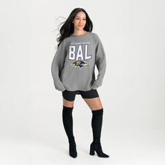 Baltimore Ravens Gameday Couture Women's Oversized Pure Motion Corded Sweatshirt Gray