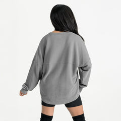 San Francisco 49ers Gameday Couture Women's Oversized Pure Motion Corded Sweatshirt Gray