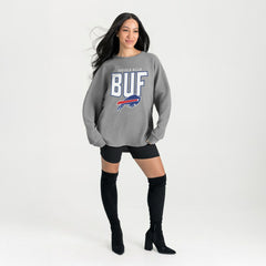 Buffalo Bills Gameday Couture Women's Oversized Pure Motion Corded Sweatshirt Gray
