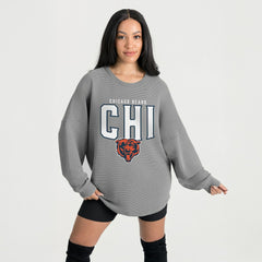 Chicago Bears Gameday Couture Women's Oversized Pure Motion Corded Sweatshirt Gray