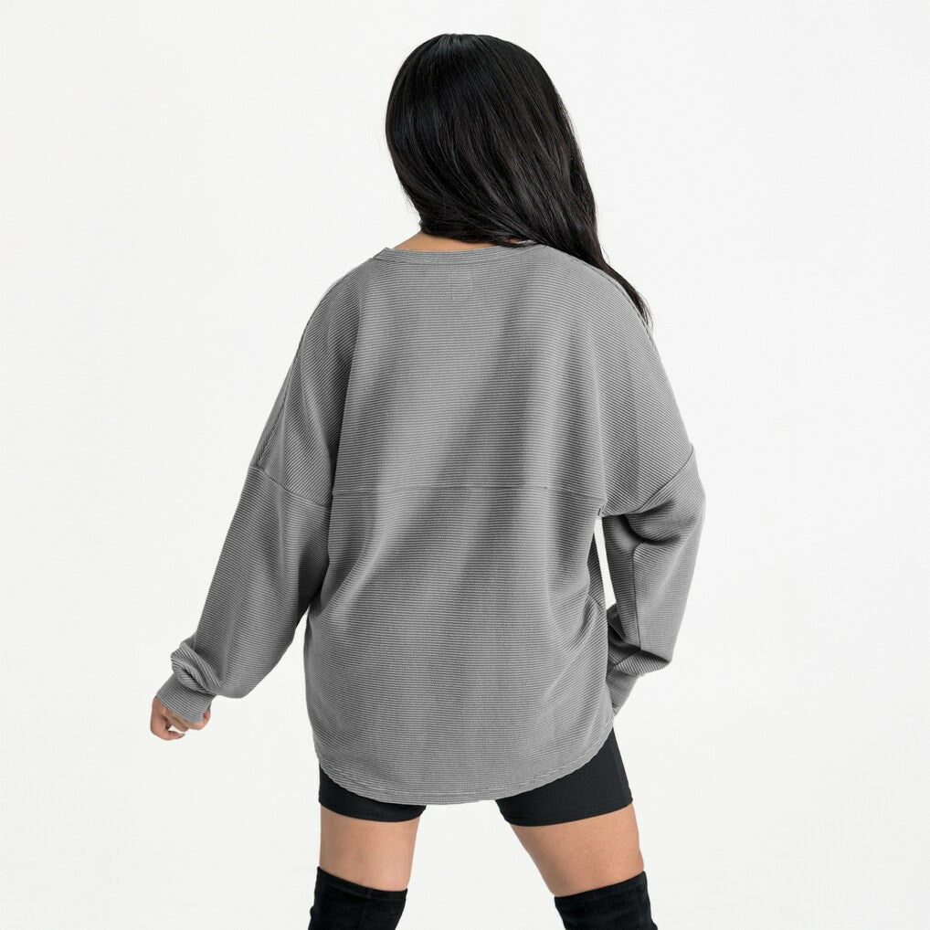 Pittsburgh Steelers Gameday Couture Women's Oversized Pure Motion Corded Sweatshirt Gray