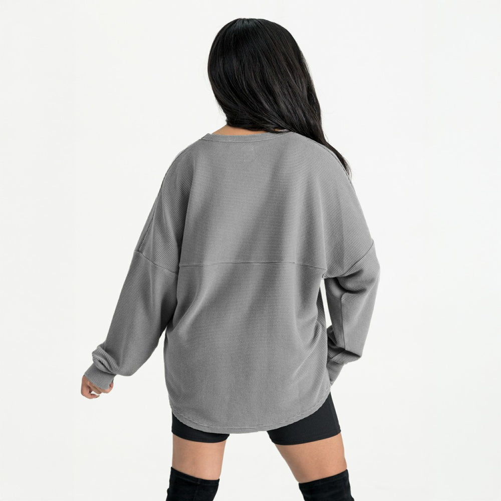 Green Bay Packers Gameday Couture Women's Oversized Pure Motion Corded Sweatshirt Gray