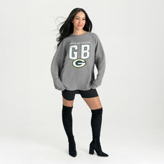 Green Bay Packers Gameday Couture Women's Oversized Pure Motion Corded Sweatshirt Gray
