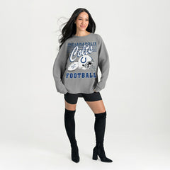Indianapolis Colts Gameday Couture Women's Oversized Sweet Victory Corded Sweatshirt Gray