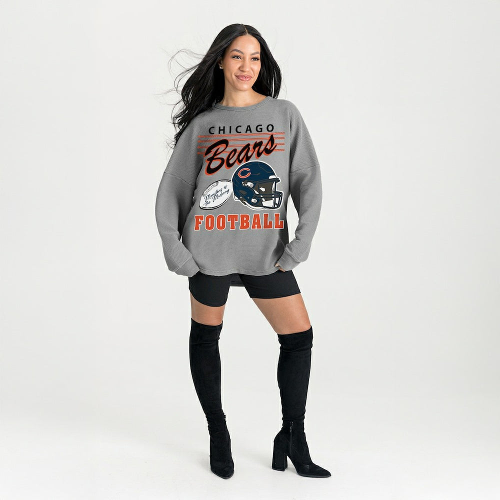 Chicago Bears Gameday Couture Women's Oversized Sweet Victory Corded Sweatshirt Gray