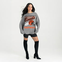 Cincinnati Bengals Gameday Couture Women's Oversized Sweet Victory Corded Sweatshirt Gray