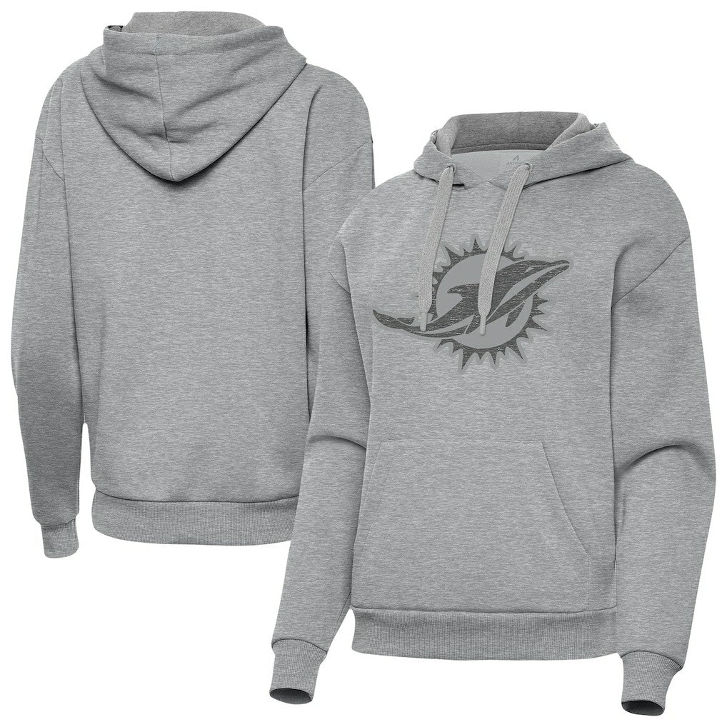 Miami Dolphins Antigua Women's Victory Hoodie Heather Gray
