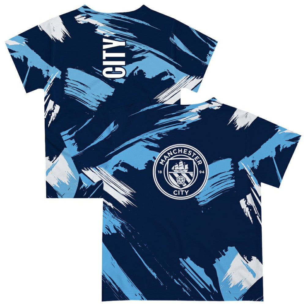 Manchester City Vive La Fete Youth Paint Brush T-Shirt Navy