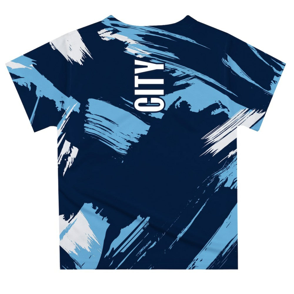 Manchester City Vive La Fete Youth Paint Brush T-Shirt Navy