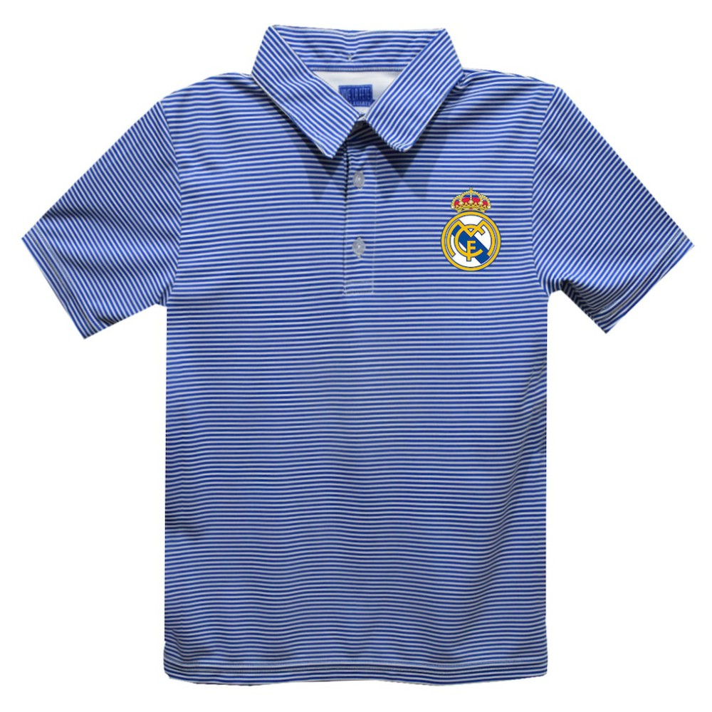 Real Madrid Vive La Fete Youth Pencil Stripe Polo Royal shop