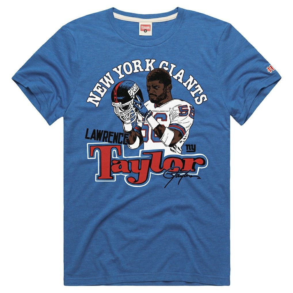 Lawrence Taylor New York Giants Homage Unisex Retired Player Classic Caricature Tri-Blend T-Shirt Royal