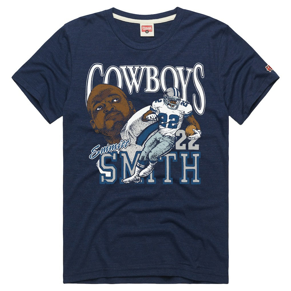 Emmitt Smith Dallas Cowboys Homage Unisex Retired Player Classic Caricature T-Shirt Navy