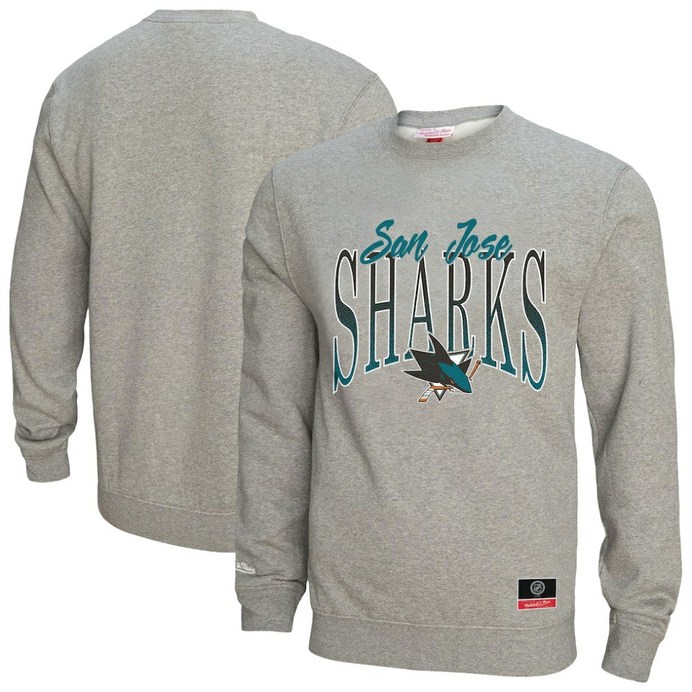 NHL San Jose Sharks Mitchell & Ness Women's Hockey Night Sweatshirt - Heather Gray