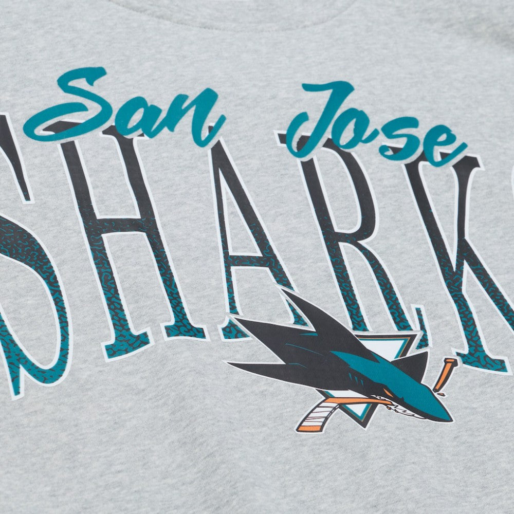 NHL San Jose Sharks Mitchell & Ness Women's Hockey Night Sweatshirt - Heather Gray