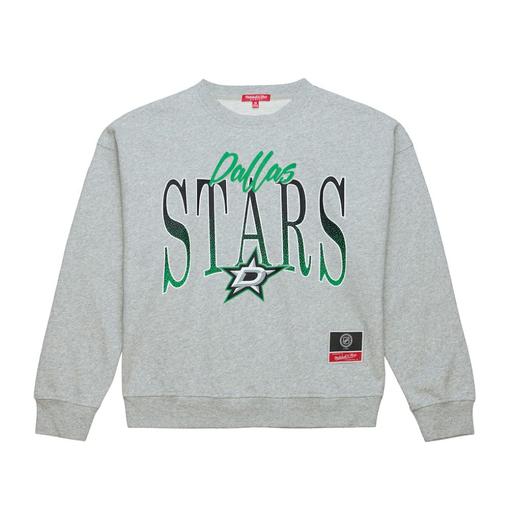 NHL Dallas Stars Mitchell & Ness Women's Hockey Night Sweatshirt - Heather Gray