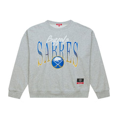 NHL Buffalo Sabres Mitchell & Ness Women's Hockey Night Sweatshirt - Heather Gray