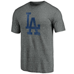 Los Angeles Dodgers Weathered Logo Tri-Blend T-Shirt - Heather Gray T-shirts